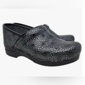 Dansko XP Black Grey Clogs Shoes Metallic Deco Career Medical Nurse Comfort 39